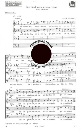 Mller-Zrich, Paul Lied vom armen Franz Mnnerchor