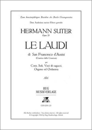 Le Laudi op 25 di San Francesco d'Assissi per coro misto, soli, voci die ragazzi, organo, orchestra alti