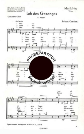 Cantieni, Robert Lob des Gesanges gemischter Chor