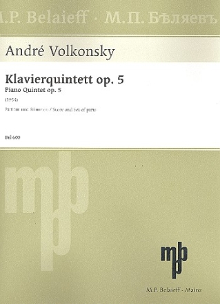 Quintett op.5 fr Klavier, 2 Violinen, Viola und Violoncello Partitur und Stimmen