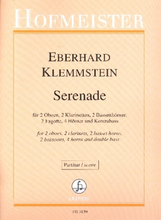 Serenade fr 2 Oboen, 2 Klarinetten, 2 Bassetthrner, 2 Fagotte, 4 Hrner und Kontrabass, Partitur und Stimmen