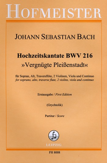 Vergngte Pleienstadt BWV216 fr Sopran, Alt, Traversflte, 2 Violinen, Viola und Bc,  Partitur