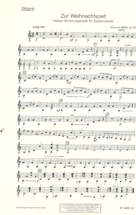 Zur Weihnachtszeit op.95 fr Zupforchester Gitarre