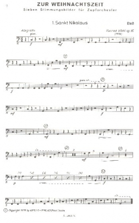 Zur Weihnachtszeit op. 95 fr Zupforchester Bass