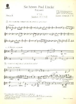 Sie hren Paul Lincke fr Salonorchester Ergnzungsstimmen fr groes Orchester