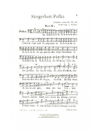 Sngerlust-Polka op.328 fr Mnnerchor und Klavier Bass 2