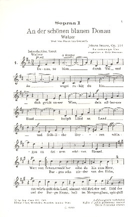 An der schnen blauen Donau op.314 fr Frauenchor und Klavier Sopran 1