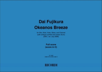 Okeanos Breeze (2001, rev. July 2006) for sho, koto, viola, oboe, clarinet (with antique cymbal and ocean drum) full score (score in C)