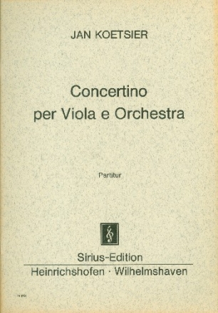 Concertino fr Viola und Orchester Studienpartitur