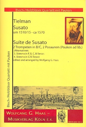 Suite de Susato fr 2 Trompeten und 2 Posaunen (Pauken ad lib) Partitur und Stimmen