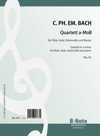 Bach, Carl Philipp Emanuel,  Quartett a-Moll Wq.93 fr Flte (Violine), Viola, Violoncello und Klavier Partitur und Stimmen