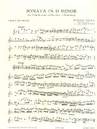 Sonate d-Moll fr Altblockflte und Klavier o(Cembalo) Altblockflte