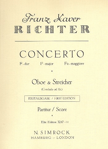 Konzert F-Dur fr Oboe und Streichorchester und Cembalo ad lib) Partitur