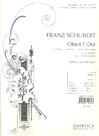 Oktett F-Dur D72 fr 2 Oboen, 2 Klarinetten, 2 Hrner und 2 Fagotte Partitur und Stimmen