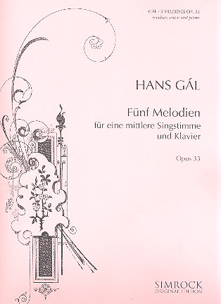5 Melodien op.33 für Gesang (mittel) und Klavier (dt/en)