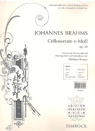Sonate e-Moll op.38 fr Violoncello, 5 Blser und Kontrabass Partitur und Stimmen