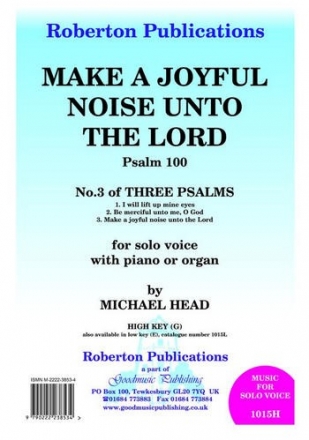Make a joyful Noise unto the Lord for high voice and piano (organ) score