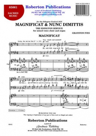 Magnificat And Nunc Dimittis for mixed voice choir and organ choral score (la)