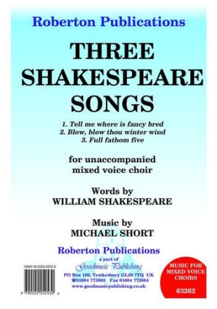 3 Shakespeare Songs for mixed chorus a cappella score