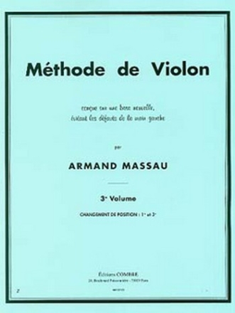 MASSAU Armand Mthode de violon Vol.3 (1e et 3e positions) violon Partition