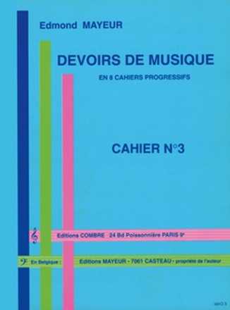 MAYEUR Edmond Devoirs de musique cahier 3 formation musicale Partition