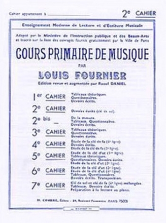 FOURNIER Louis Cours primaire de musique cahier 2 formation musicale Partition