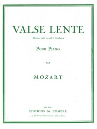 MOZART Wolfgang Amadeus Valse lente piano Partition