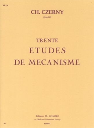 CZERNY Carl Etudes de mcanisme (30) Op.849 piano Partition