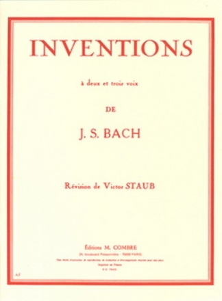 BACH Johann Sebastian Inventions  2 et 3 voix piano Partition