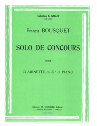 BOUSQUET Francis Solo de concours clarinette et piano Partition