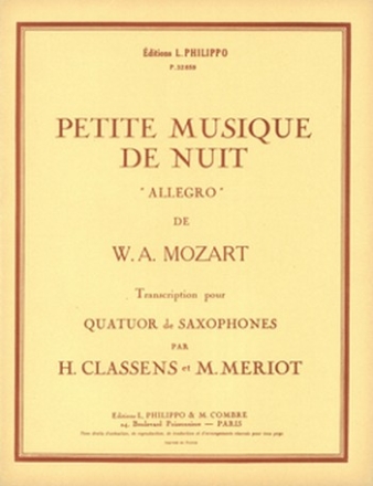 MOZART Wolfgang Amadeus Petite musique de nuit allegro 4 saxophones Partition