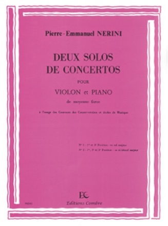 NERINI Pierre-Emmanuel Solos de concertos (2) en sol maj. et sib maj. violon et piano Partition