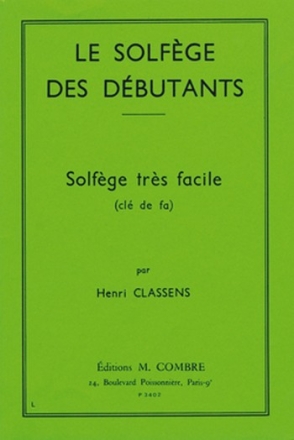 CLASSENS Henri Solfge des dbutants - cl de fa formation musicale Partition