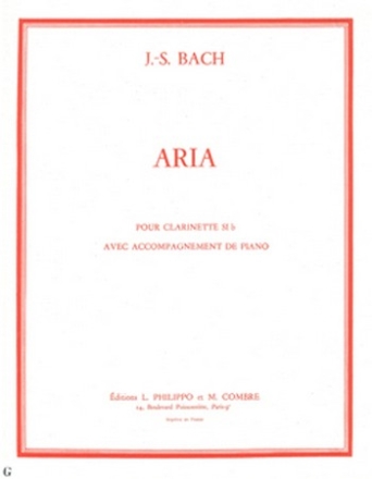 BACH Johann Sebastian Aria extr. de la Suite en r maj. (transcription) clarinette et piano Partition
