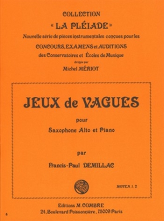 DEMILLAC Francis-Paul Jeux de vagues saxophone et piano Partition