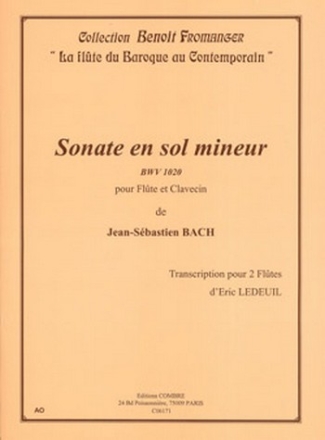 Sonate en sol mineur BWV1020 pour flte et clavecin pour 2 fltes partition et parties
