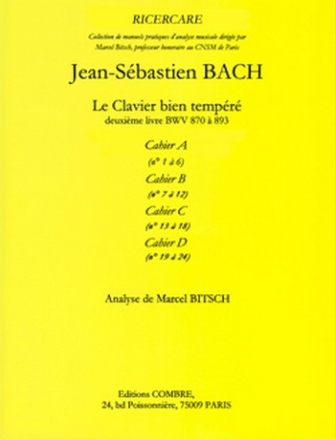 BACH Johann Sebastian Clavier bien tempr 2e livre, cahier A n1  6 analyse Partition