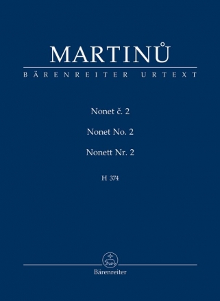 Nonett Nr.2 H374 fr Flte, Oboe, Klarinette, Horn, Fagott, Violine, Viola, Violoncello und Kontrabass Studienpartitur