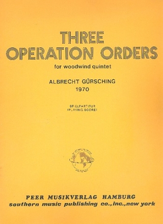 3 Operation Orders for flute, oboe, clarinet, horn and bassoon parts