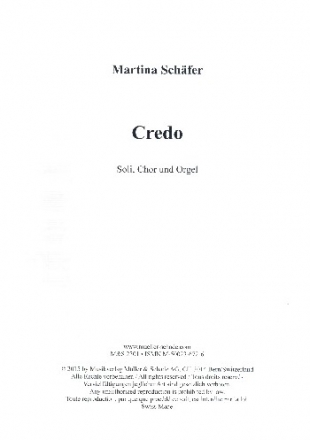 Credo fr Soli, gem Chor und Orchester Partitur