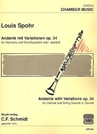 Andante und Variationen op.34 fr Klarinette und Streichquartett (Streichquintett) Stimmen