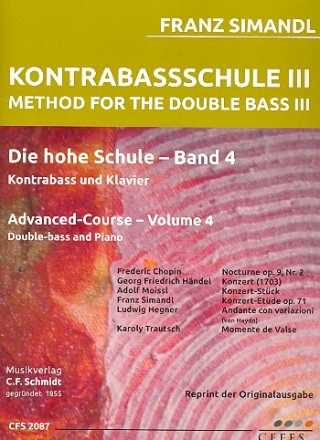 Die hohe Schule Band 4 fr Kontrabass und Klavier