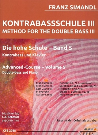 Die hohe Schule Band 5 fr Kontrabass und Klavier