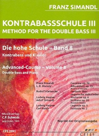 Die hohe Schule Band 8 fr Kontrabass und Klavier