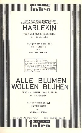 Harlekin  und   Alle Blumen wollen blhen: fr Salonorchester Direktion und Stimmen