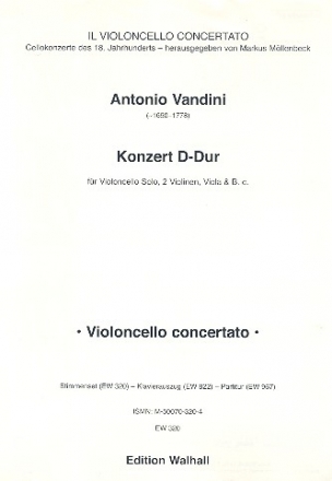 Konzert D-Dur fr Violoncello solo, 2 Violinen, Viola und Bc Stimmensatz (solo-2-2-1-2)