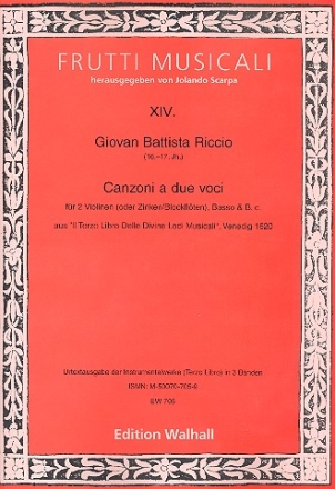Canzoni a due voci fr 2 Violinen (Zinken/Blockften), Basso und Bc Partitur und Stimmen