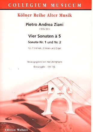 4 Sonaten  5 Band 1 (Nr.1 und 2) fr 2 Violinen, 3 Violen und Orgel Partitur und Stimmen (Orgel nicht ausgesetzt)
