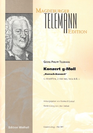 Konzert g-Moll fr Blockflte, 2 Violinen, Viola und Bc fr Blockflte und Klavier