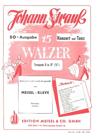 15 Walzer von Strau fr Orchester Trompete 2